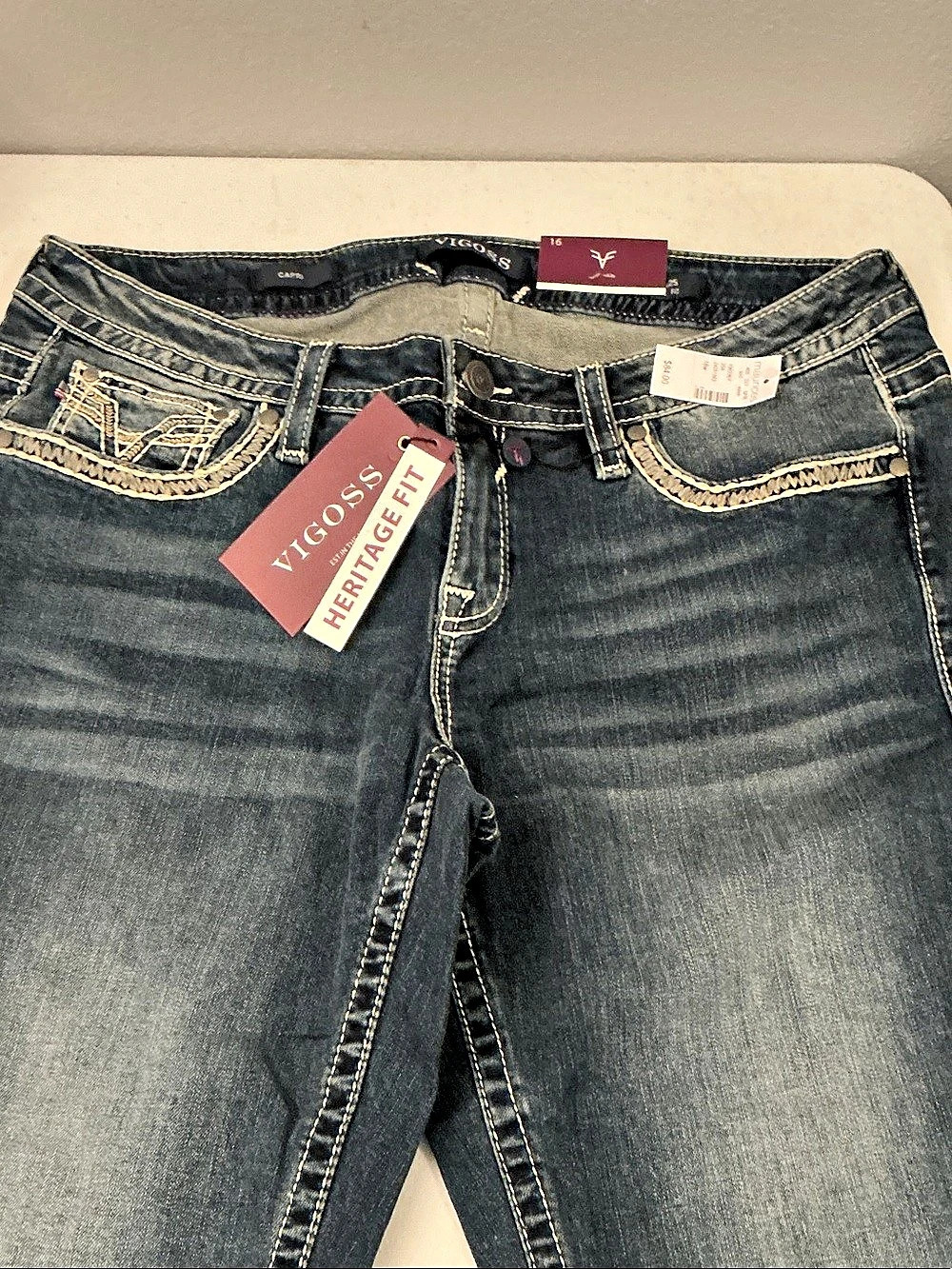 Vigoss Heritage Fit Legacy Stretch Capri Jeans Size 16